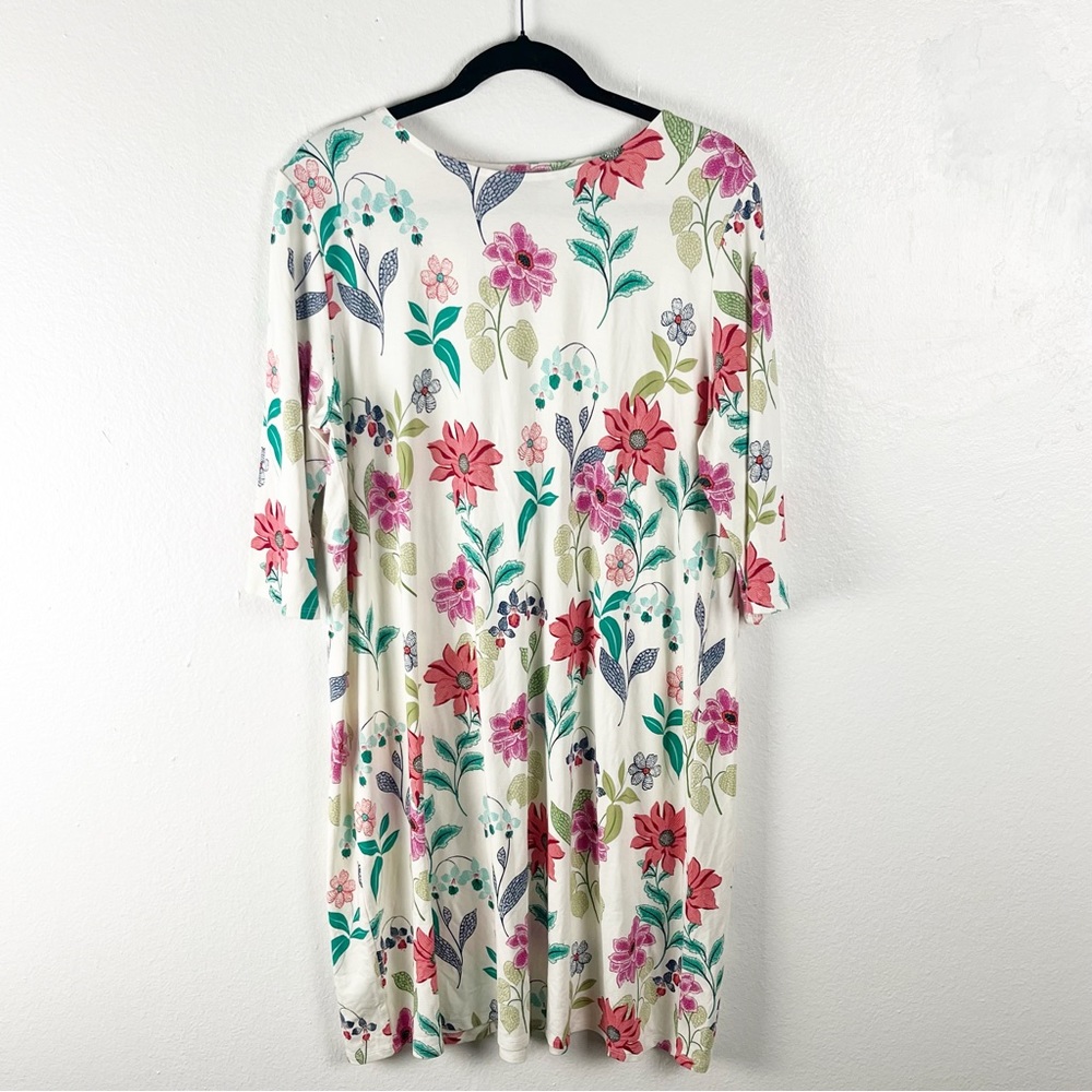 J. JILL Wearable Collection Floral Long Sleeves Pleated Dress Size Large Casual